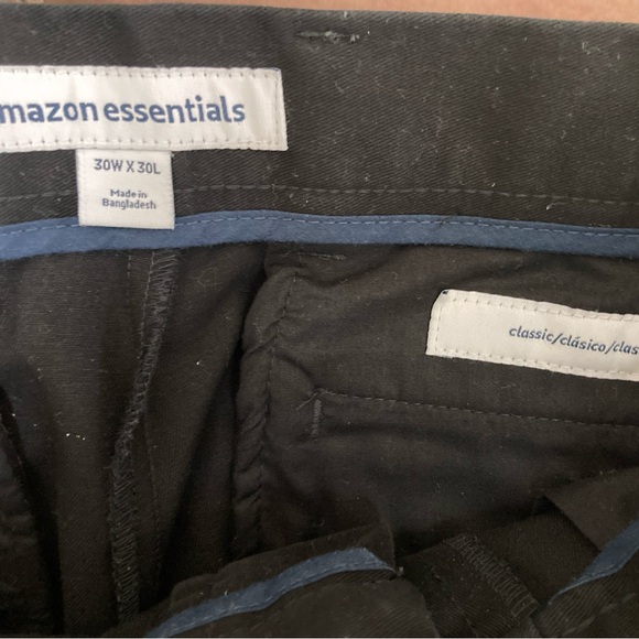 Amazon Essentials black Chino pants- flat front 30X30 - Picture 2 of 3